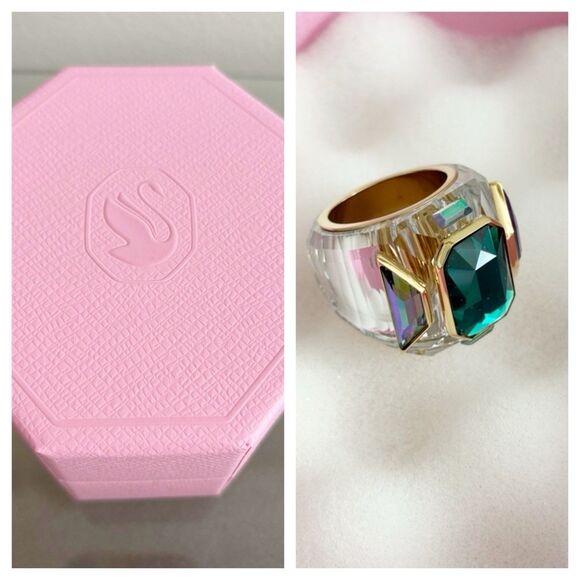 Swarovski Green Chroma Cocktail Ring 5.5 - Picture 1 of 12